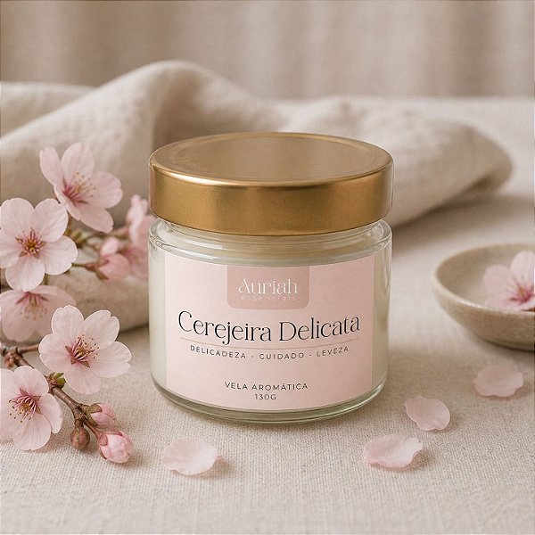 Vela Aromática Cerejeira Delicata 130g | Auriah Essenciais