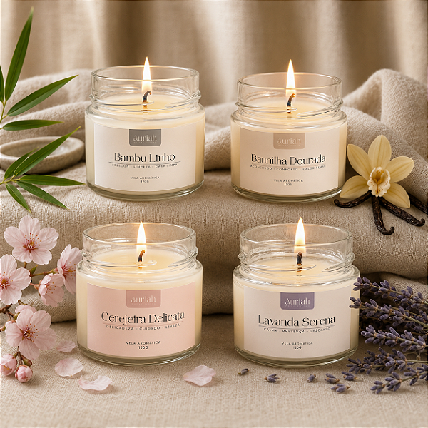 Kit Velas Essenciais Auriah | 4 Velas Aromáticas