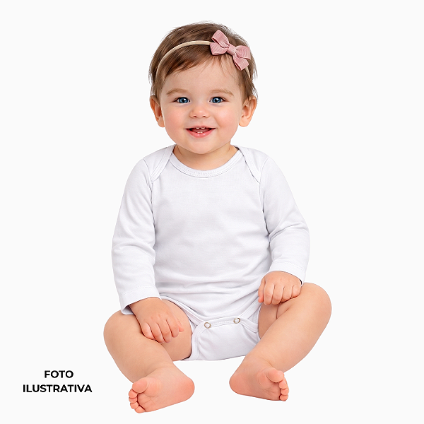 Body infantil para sublimação branco manga longa 100% poliéster Premium