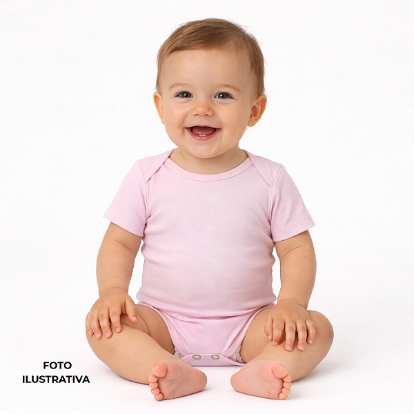 Body infantil para sublimação rosa bebê manga curta 100% poliéster Premium