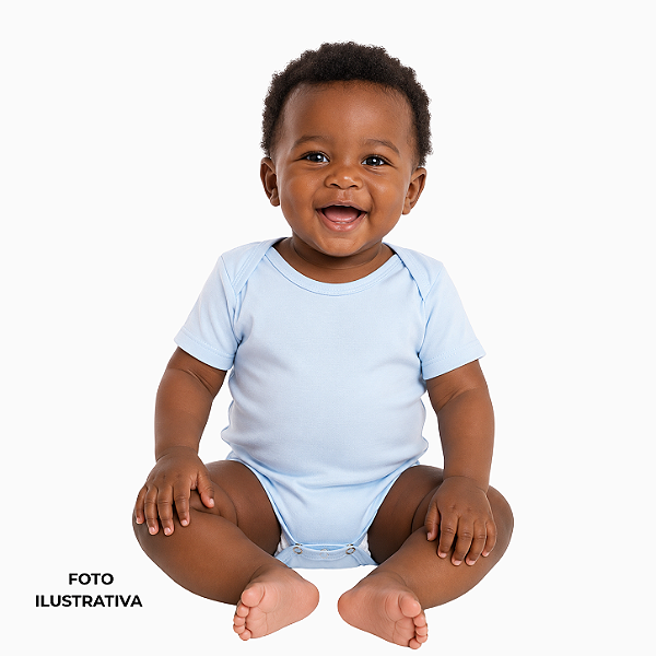 Body infantil para sublimação azul bebê manga curta 100% poliéster Premium