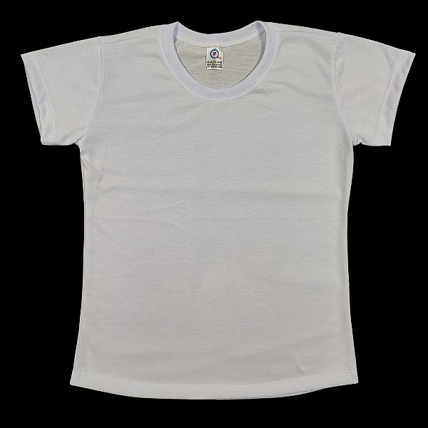 Camisa para sublimação Baby look branca gola punho 100% poliéster Premium