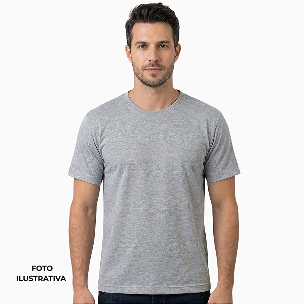 Camisa para sublimação tradicional cinza mescla gola punho 100% poliéster Premium