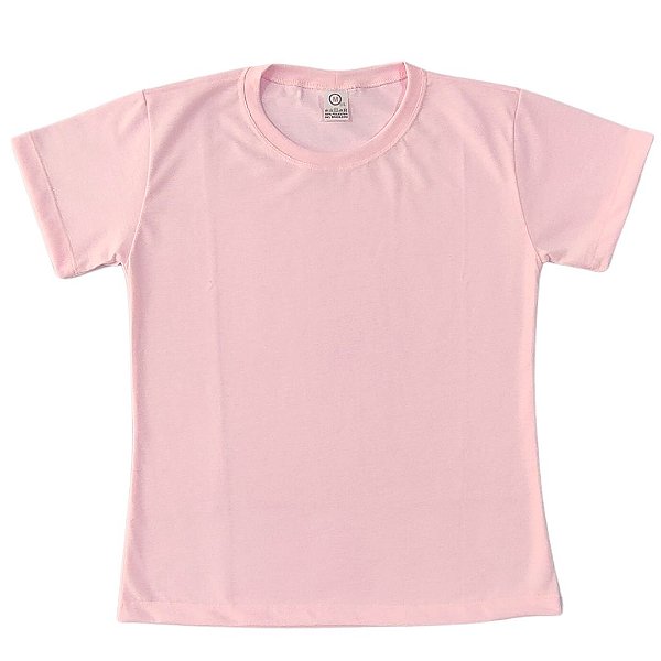 Camisa para sublimação Baby look rosa bebê gola punho 100% poliéster Premium