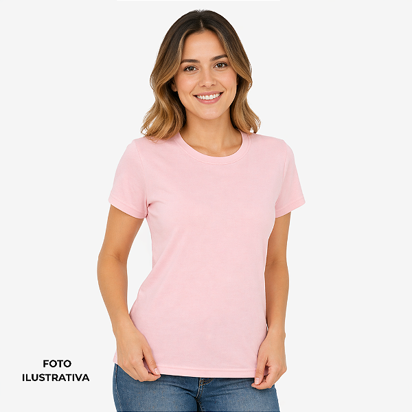 Camisa para sublimação Baby look rosa bebê gola punho 100% poliéster Premium