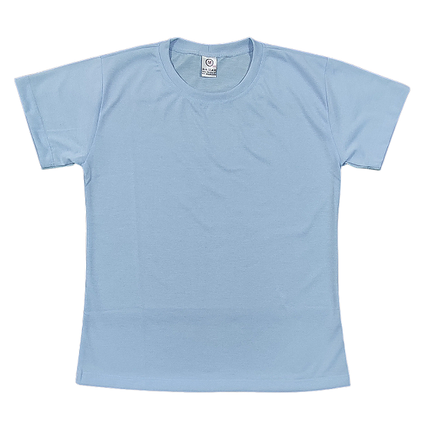 Camisa para sublimação baby look azul bebê gola punho 100% poliéster Premium