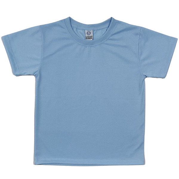 Camisa para sublimação Infantil azul bebê gola punho 100% poliéster Premium