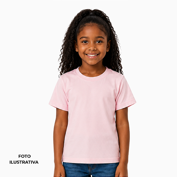 Camisa para sublimação Infantil rosa bebê gola punho 100% poliéster Premium