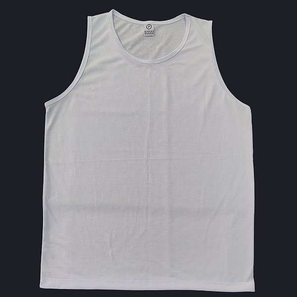 Camiseta para sublimação regata masculina branca acabamento viés 100% poliéster Premium