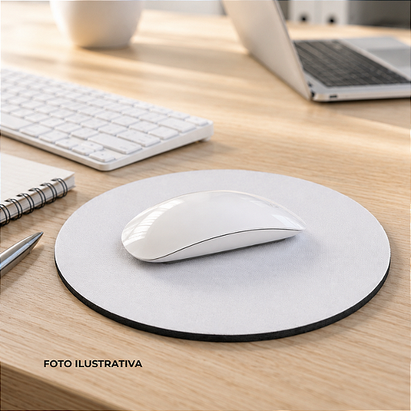 Mouse pad para sublimação redondo branco em neoprene 19cm diâmetro Kit c/ 5 unidades