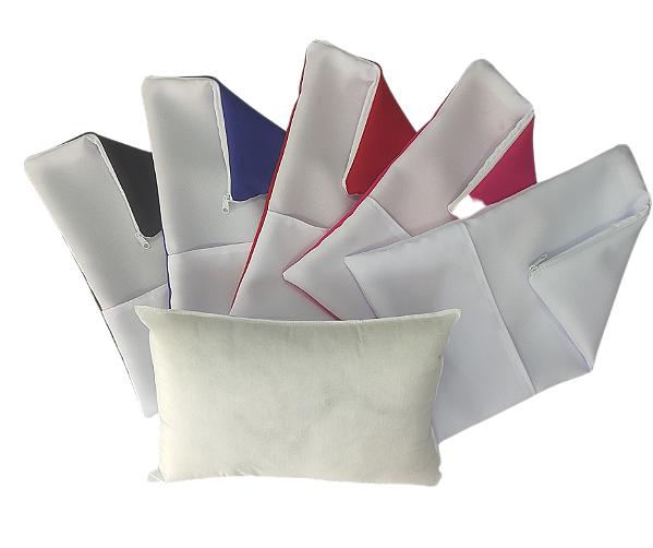 Kit capa de almofada com bolso para sublimação em oxford colorido 100% poliéster 20cm X 30cm + Enchimento
