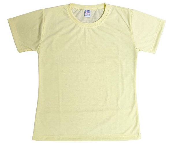 Camisa para sublimação Baby look amarelo bebê gola punho 100% poliéster Premium