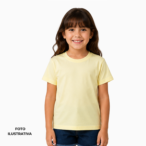 Camisa para sublimação infantil amarelo bebê gola punho 100% poliéster Premium
