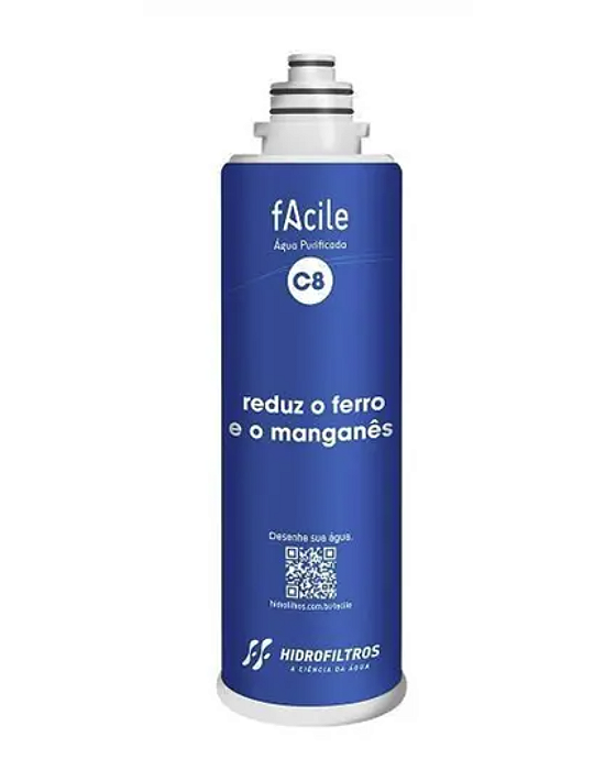 Refil de Purificador Facile C8 Reduz Ferro e Manganes Hidrofiltros