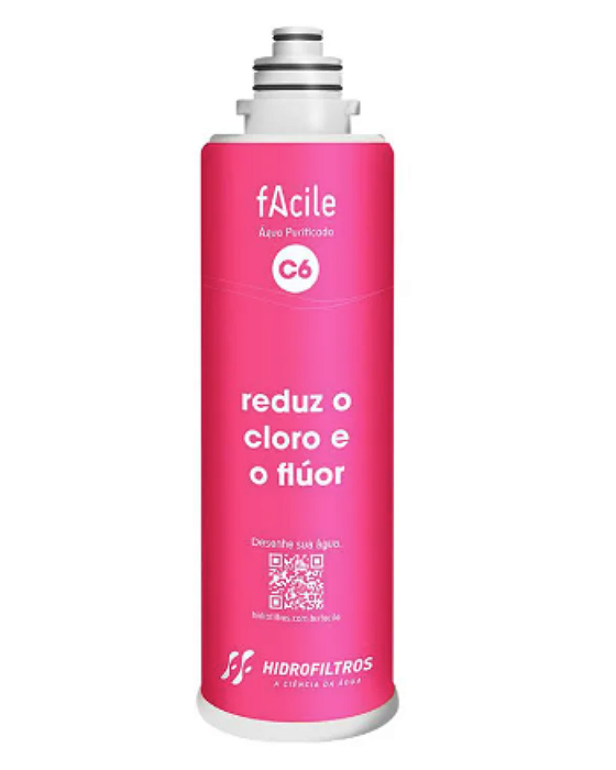 Refil para Purificador Facile C6 Reduz o Cloro e o Fluor Hidrofiltros