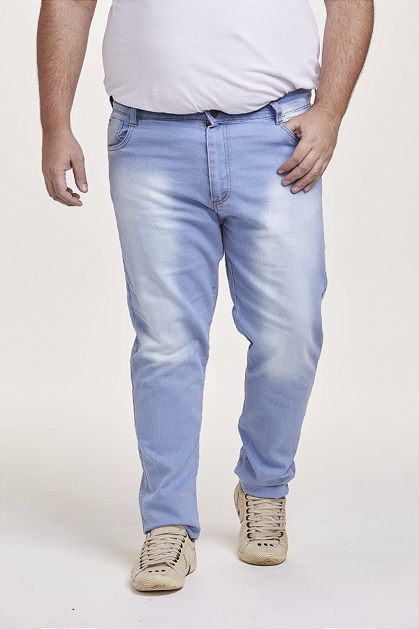 Calça Jeans Slim Claro Plus Size