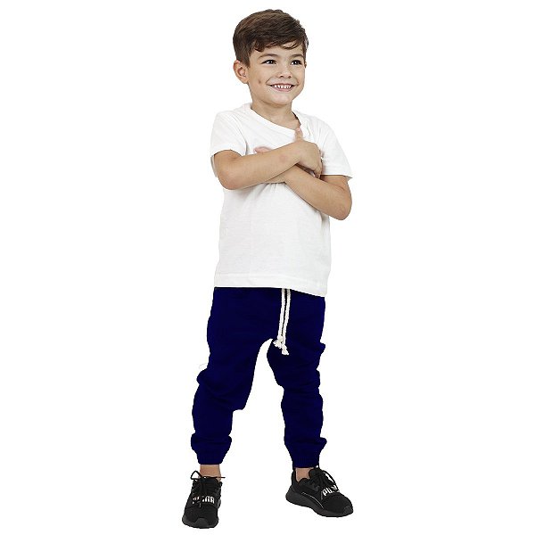 Calça Infantil Jogger Sarja Azul Marinho