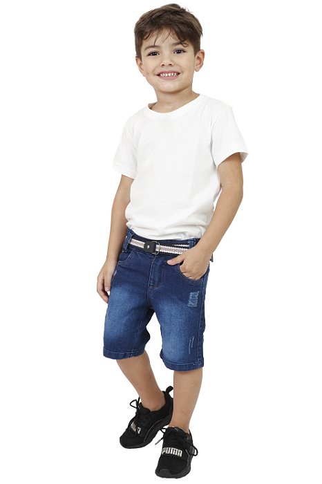 Bermuda Infantil Sarja Jeans Escuro