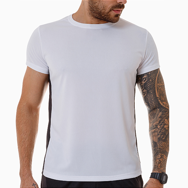 Camiseta Dry Fit Academia Branca e Preta