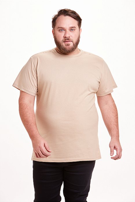 Camiseta Básica Plus Size Bege
