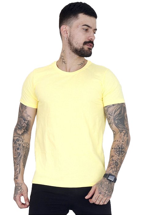 Camiseta Masculina - Básica Algodão - Amarela - DAZE MODAS