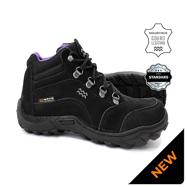 Bota Adventure Mountrek 100% Couro ref 981 cor Preto/Uva