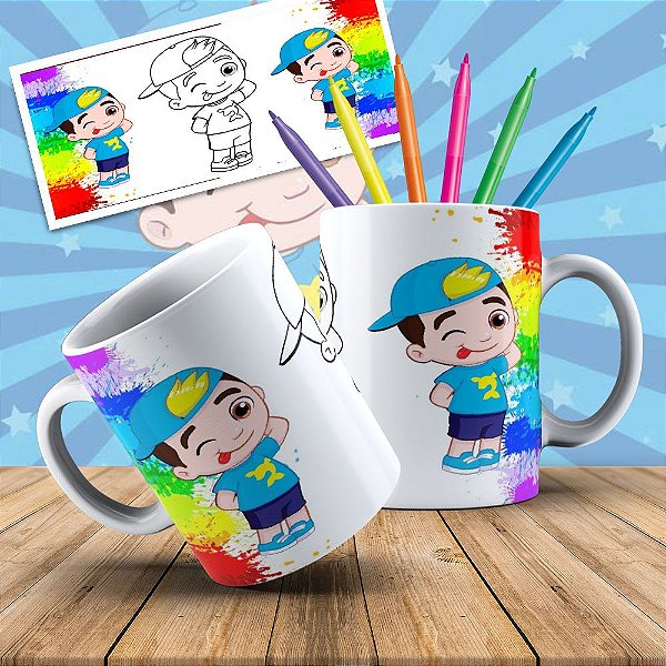 Kit Caneca para colorir com Canetinha - Luccas Neto e Giovanna