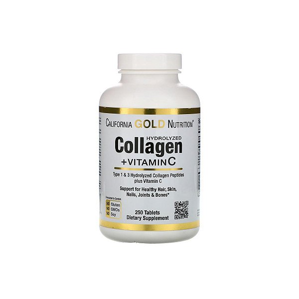 Peptídeos de Colágeno Hidrolisado + Vitamina C, Tipo 1 & 3, 6,000 mg, 250  Tabletes - California Gold Nutrition - Suplementos Importados Mais Baratos