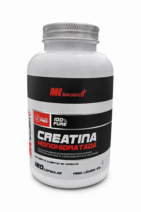 Creatina monohidratada - 120 cápsulas - Mk Suplementos
