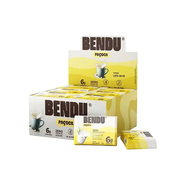 Paçoca proteica sabores - Cx com 24und de 20g cada (R$2,11 a unidade) - Bendu