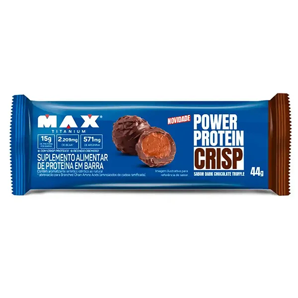 Power Protein Crisp - Caixa com 12 unidades Barra com 44g cada (R$7,32 a und) - Max Titanium