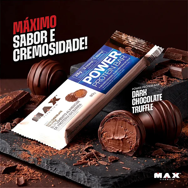 Power Protein Bar - Caixa com 9 Unidades de 90g cada (12,29 a und) - Max Titanium