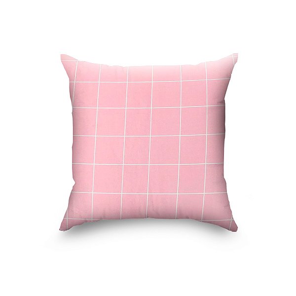Capa de Almofada de Cetim Antifrizz Premium Super Comfy Quadriculada Rosa - Super Cacheada
