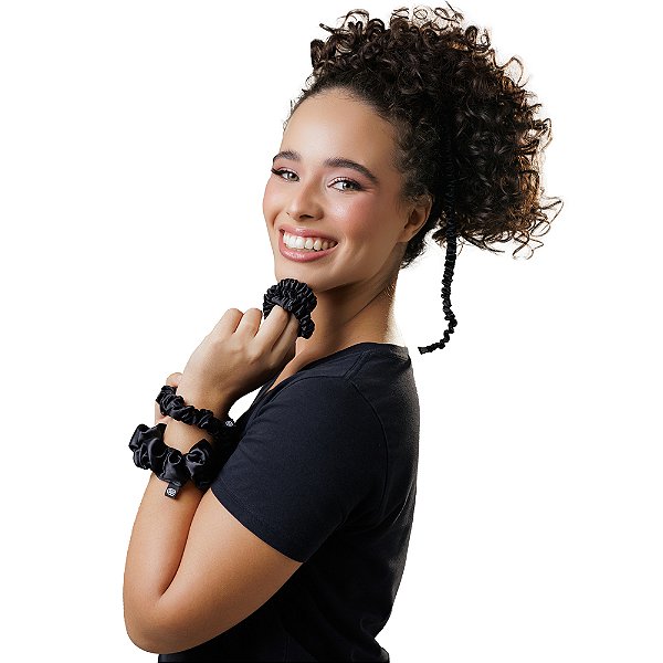 Prendedores de Cetim Premium Antrifrizz - Preto - Super Cacheada