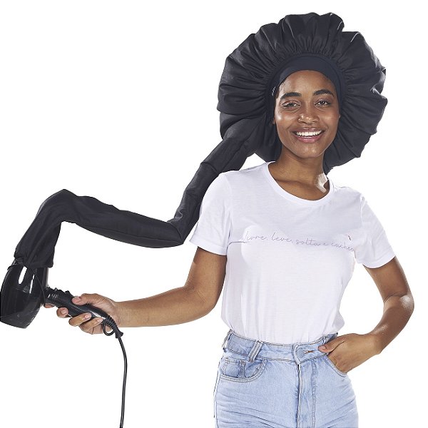 Touca Difusora Aba Flexível de Cetim Premium Preto - Super Cacheada