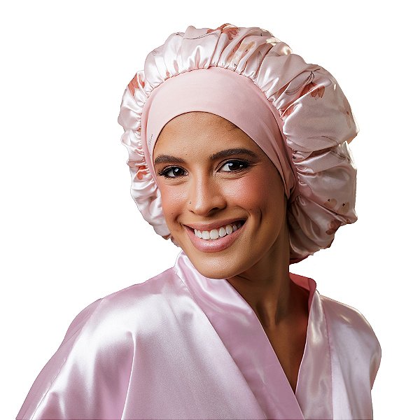 Touca de Cetim Premium Antifrizz Dupla Face Aba Flexível - CN - Prosperidade - Super Cacheada