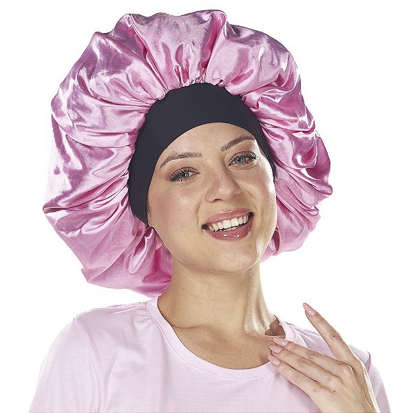 Touca de Cetim Premium Antifrizz Dupla Face Aba Flexível Aqui é Super - Super Cacheada