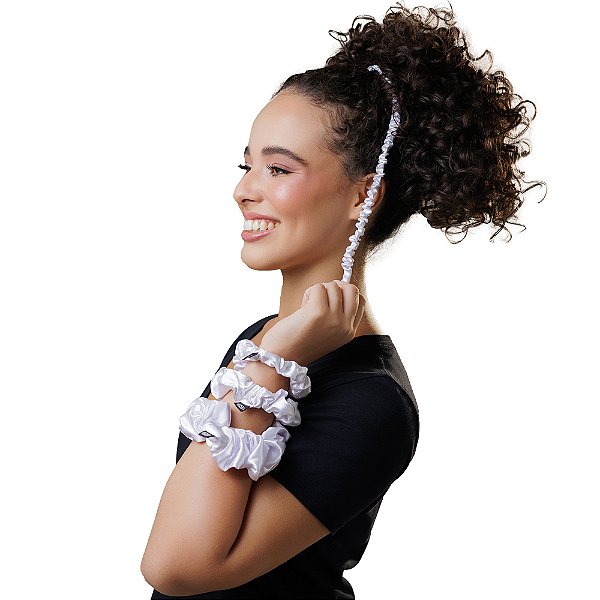 Prendedores de Cetim Premium Antrifrizz - Branco - Super Cacheada