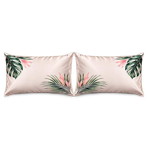 Dueto Fronha de Cetim Antifrizz Jardim Tropical - Super Cacheada