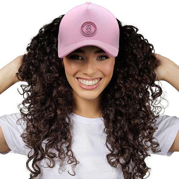 Boné Aberto com Revestimento Interno de Cetim Coleção Tropical Color - Rosa - Super Cacheada