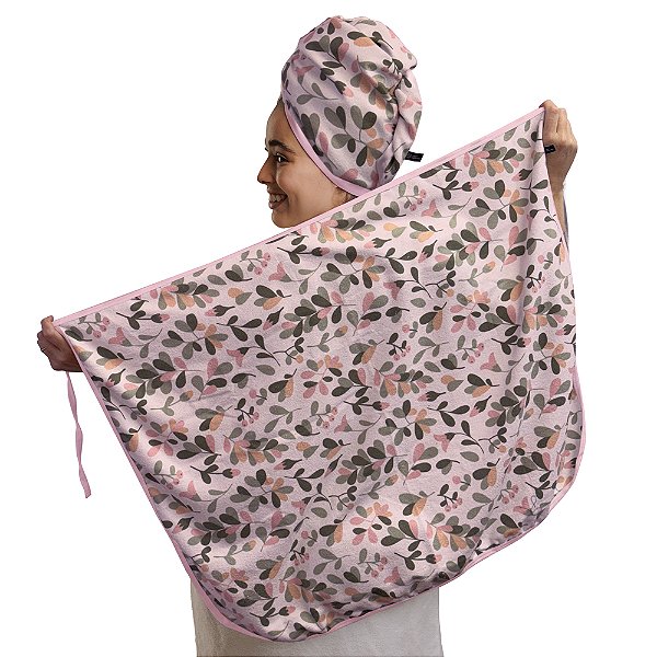Toalha Tradicional De Microfibra Antifrizz - CN - Felicidade - Rosa - Super Cacheada