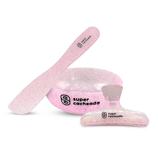 Kit Cuba + Espátula + Piranha Glitter - Super Cacheada