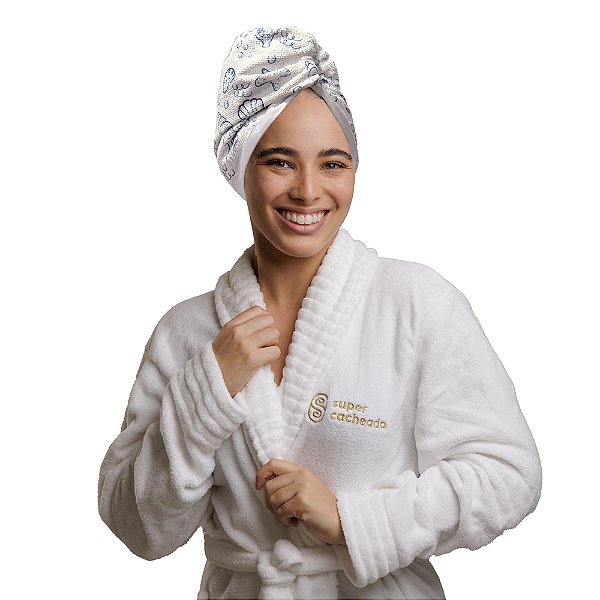 Toalha Turbante De Microfibra Antifrizz Pérolas do Mar - Super Cacheada