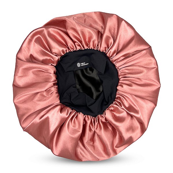 Touca De Cetim Premium Antifrizz Dupla Face Aba Flexível Rosê - Super Cacheada