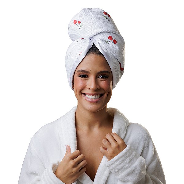 Toalha Turbante De Microfibra Antifrizz Cerejinha - Super Cacheada