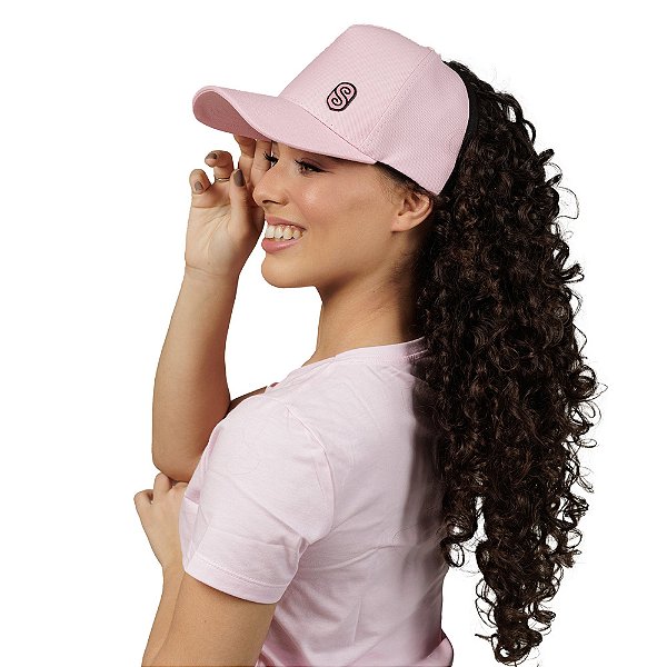 Boné Aberto com Revestimento Interno de Cetim - Rosa - Super Cacheada