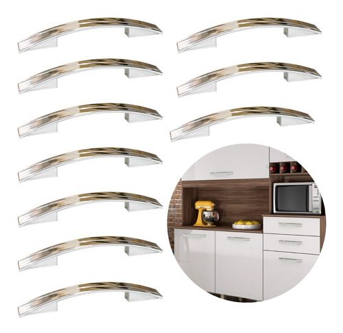 Puxador de gavetas armários para porta de moveis de cozinha prata 10 peças  - Ferragens pra Móveis SP - Loja virtual