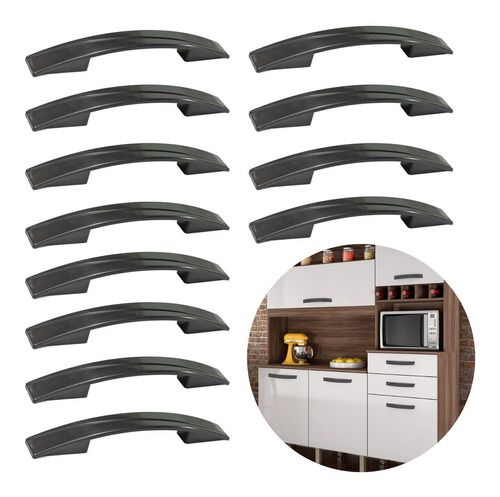 Puxador de gavetas armários para porta de moveis de cozinha preto 12 peças  - Ferragens pra Móveis SP - Loja virtual