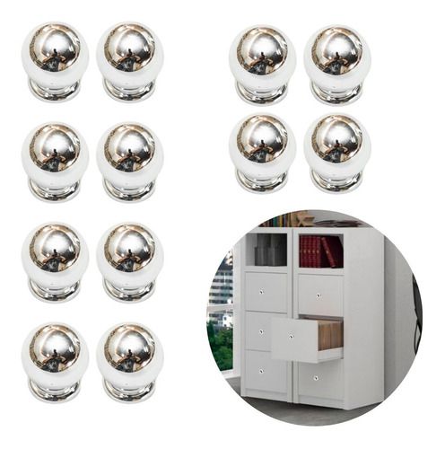 Puxador bola para moveis de guarda roupa armarios e gavetas cromado 12  peças - Ferragens pra Móveis SP - Loja virtual
