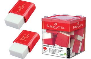 BORRACHA FABER CASTELL TK PLAST CAPA VERMELHA BRANCA